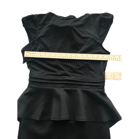 Forever 21 Dress Short Black Bodycon Sheer Peplum Open Back Womens Large NWT - Picture 4 of 7